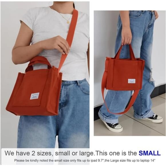 Corduroy Tote Bag for Women Work Crossbody Purse for - Picture 5 of 6